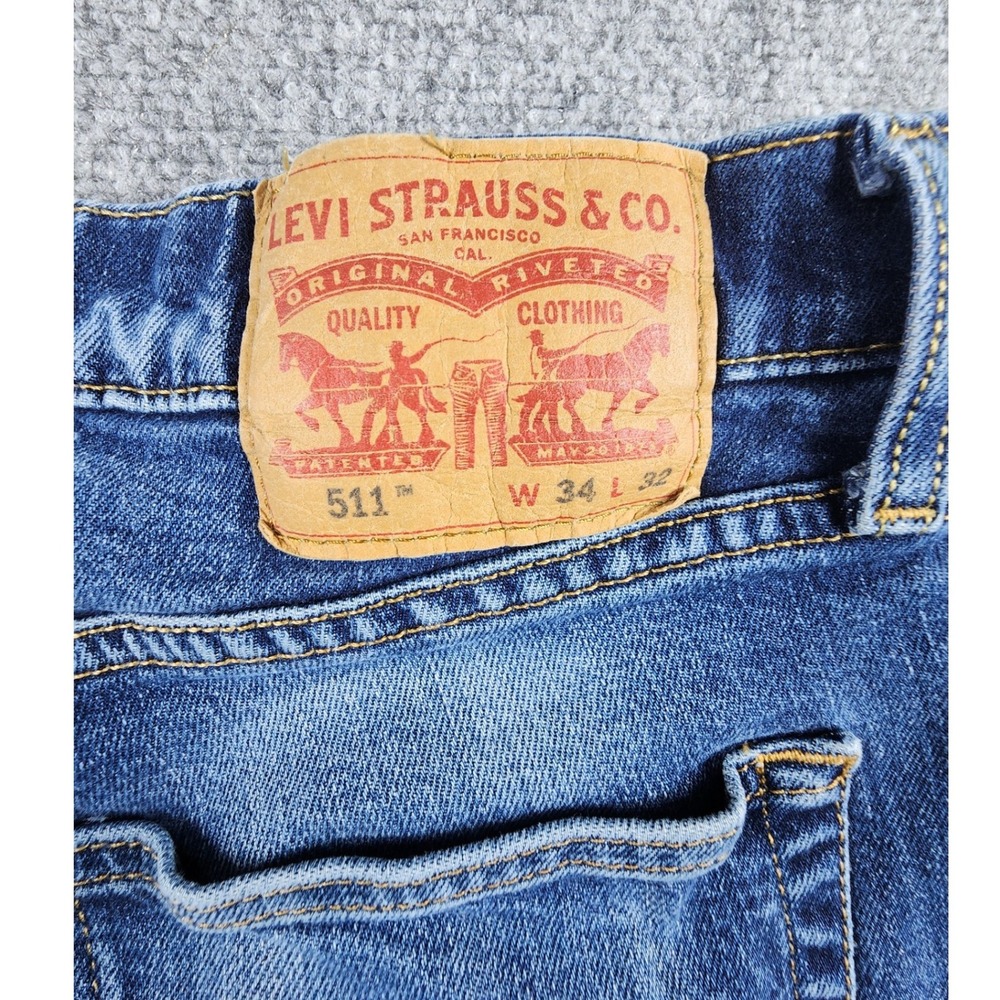 Levis 511 Slim Fit Jeans Mens 34x32 Blue Denim Medium Wash 04511-1507 - Picture 3 of 7